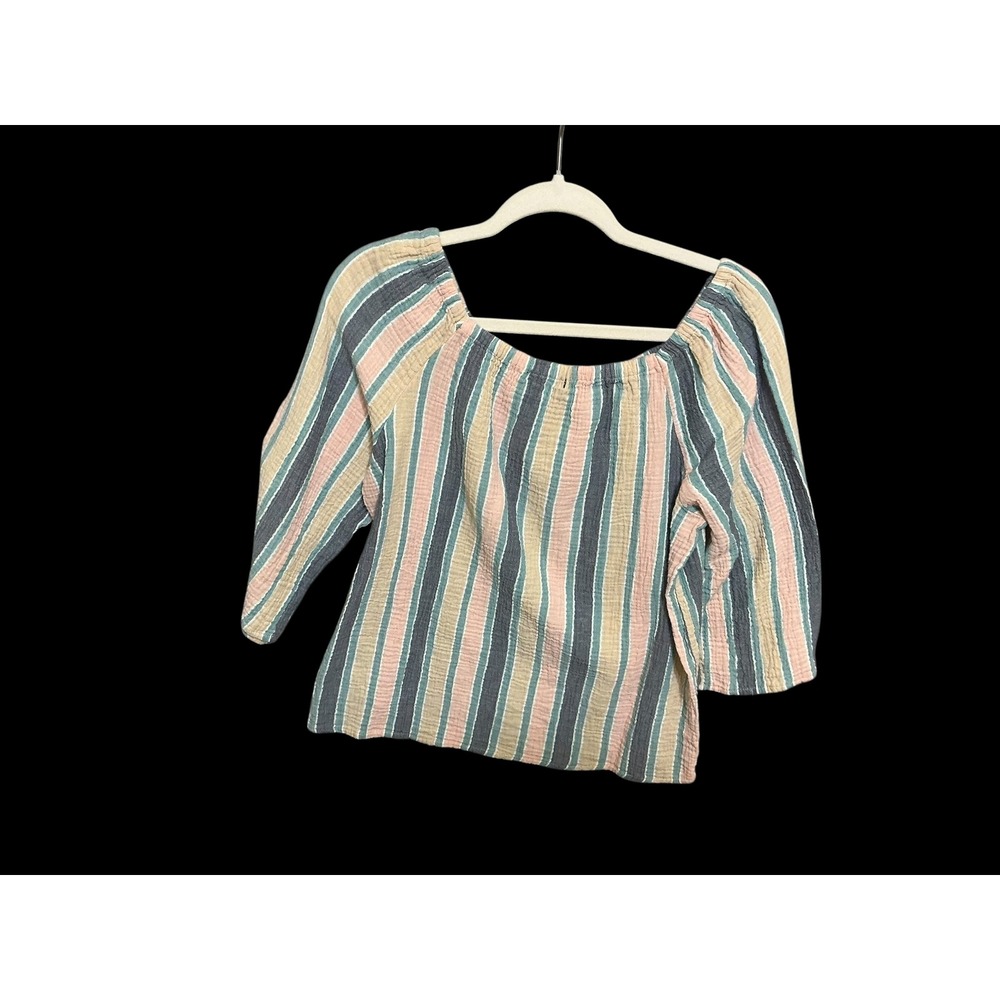 Angels Forever Young Striped Top Blouse 3/4 Sleeve Medium